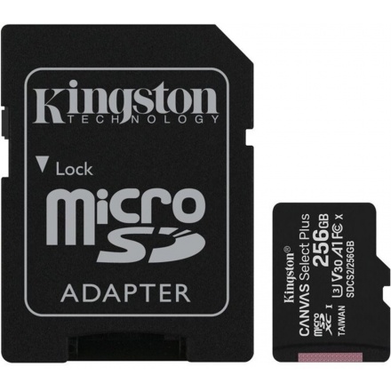 Kingston CANVAS SELECT PLUS/micro SDXC/256GB/UHS-I U3 / Class 10/+ Adaptér, SDCS2/256GB