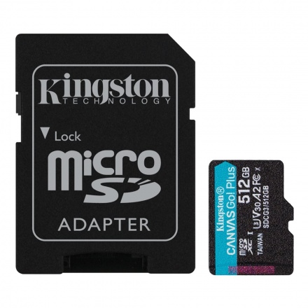 Kingston Canvas Go Plus A2/micro SDXC/512GB/UHS-I U3 / Class 10/+ Adaptér, SDCG3/512GB