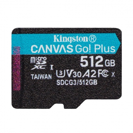 Kingston Canvas Go Plus A2/micro SDXC/512GB/UHS-I U3 / Class 10, SDCG3/512GBSP