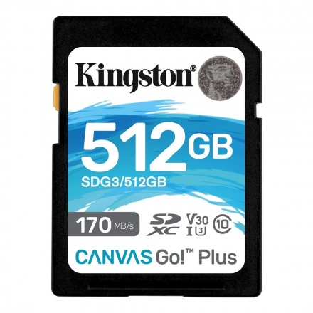 Kingston Canvas Go Plus/SDXC/512GB/UHS-I U3 / Class 10, SDG3/512GB
