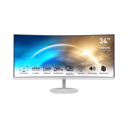 MSI Pro/MP341CQW/34"/VA/3440x1440/100Hz/1ms/White/2R, PRO MP341CQW