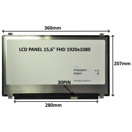 SIL LCD PANEL 15,6" FHD 1920x1080 30PIN MATNÝ IPS / ÚCHYTY NAHOŘE A DOLE, 77049210