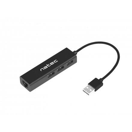 Natec Dragonfly rozbočovač 3x USB 2.0 HUB + RJ45, NHU-1413