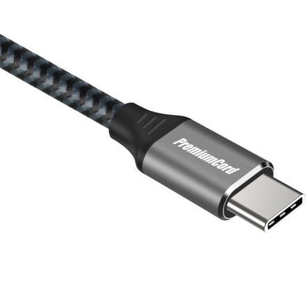 PremiumCord Kabel USB-C M/M, 100W 20V/5A 480Mbps bavlněný oplet, 1,5m, ku31cw15