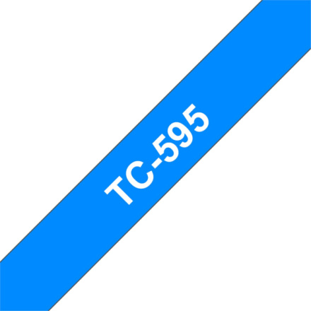 Brother TC-595 - bílý tisk na modrém podkladu, šířka 9mm, TC595