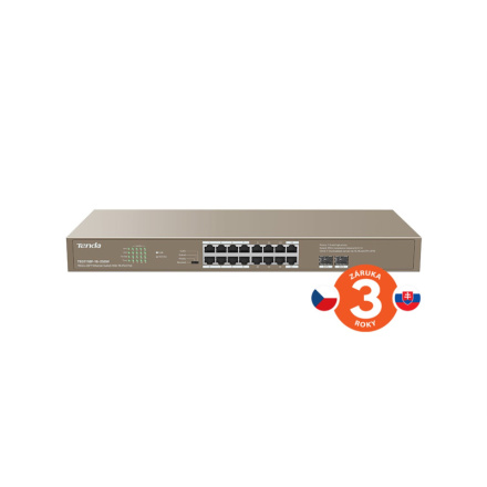 Tenda TEG1118P-16-250W PoE AT Gigabit switch 16x 1Gb/s PoE 802.3af/at + 2x SFP 1Gb/s, PoE+ 230W,Rack, TEG1118P-16-250W