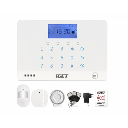 iGET SECURITY M3B - bezdrátový GSM alarm CZ, zasílá SMS/telefonuje,záložní baterie 8 hod,aplikace CZ, 75020106