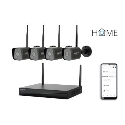 iGET HOME NVR N4C4 - CCTV bezdrátový Wi-Fi set FullHD 1080p, 4CH NVR + 4x kamera 1080p se zvukem, 75020809