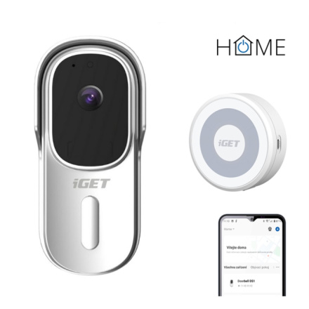 iGET HOME Doorbell DS1 White + CHS1 White - WiFi bateriový videozvonek, set s reproduktorem, CZ app, 75020815