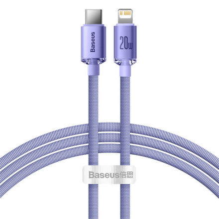 Baseus CAJY000205 Crystal Shine Series Datový Kabel USB-C - Lightning 20W 1,2m Purple, 6932172602765