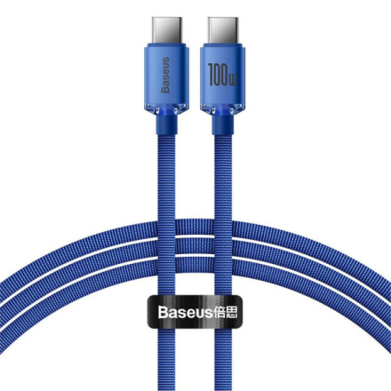 Baseus CAJY000603 Crystal Shine Series Datový Kabel USB-C - USB-C 100W 1,2m Blue, 6932172602871