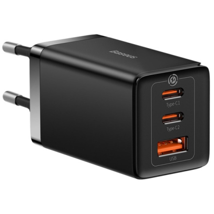 Baseus CCGP120201 GaN5 Pro Quick Nabíječka USB-A + 2x USB-C 65W Black, 6932172617523