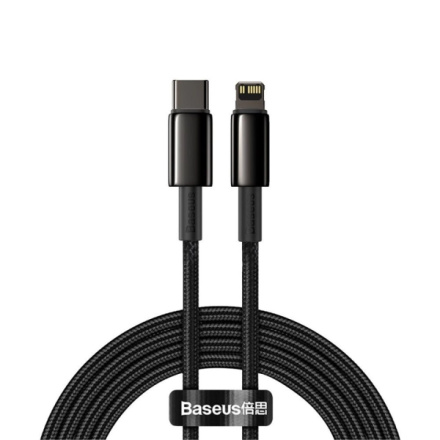 Baseus Datový kabel Tungsten Gold PD 20W 2m USB-C/Lightning černý, 6953156232044