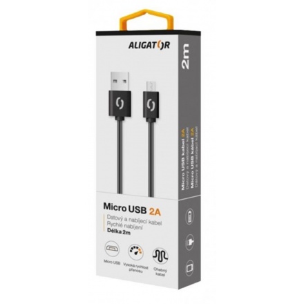 ALIGATOR Datový kabel 2A mikro USB 2 m černý, DAKA007