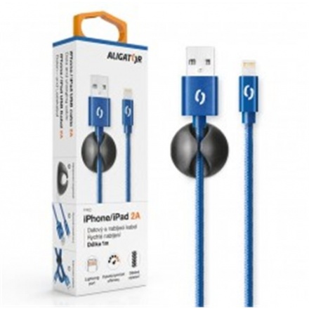 ALIGATOR PREMIUM Datový kabel 2A, Lightning modrý, DATKP14