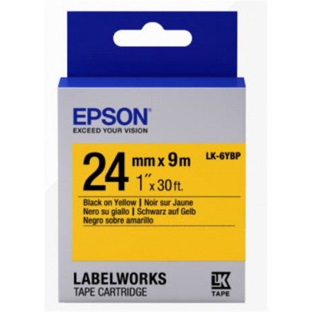 EPSON POKLADNÍ SYSTÉMY Epson Label Cartridge Pastel LK-6YBP Black/Yellow 24mm (9m), C53S656005