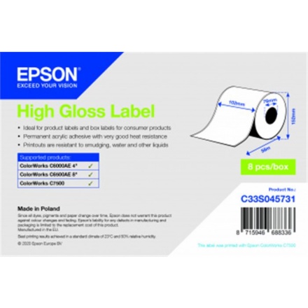 EPSON POKLADNÍ SYSTÉMY High Gloss Label Cont.R, 102mm x 58m, C33S045731