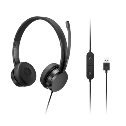 Lenovo sluchátka USB-A Wired Stereo On-Ear Headset (with control box)/USB/Černá, 4XD1K18260