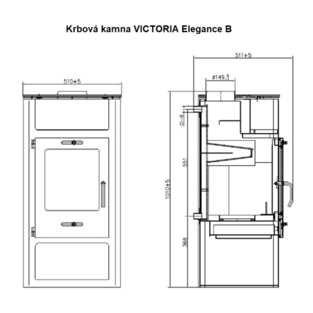 Krbová kamna s výměníkem VICTORIA Elegance B černá, 3100