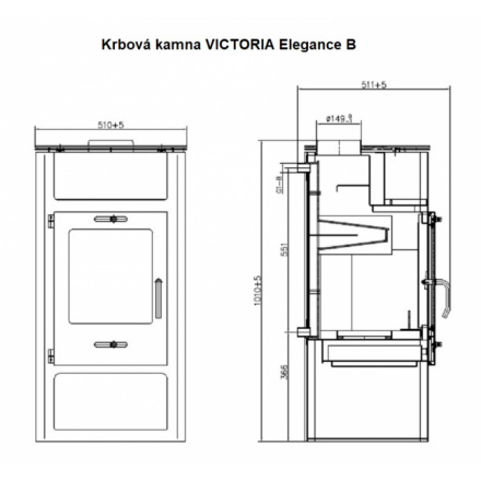 Krbová kamna s výměníkem VICTORIA Elegance B černá, 3100