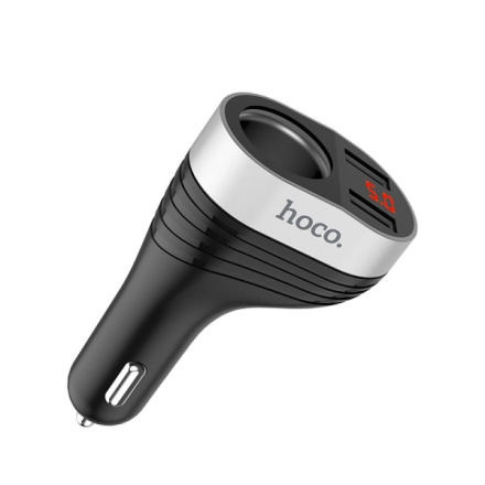 HOCO car charger 2 x USB A + cigarette lighter with digital display 3,1A Z29 black 437201