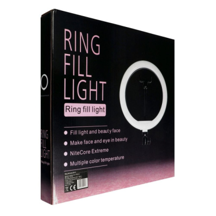 LED Ring Stream RGB lamp 10" with holder for mobile + tripod black 443301