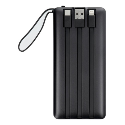 VEGER powerbank 10000 mAh with built-in cables Micro USB / Type C / Lightning C10 (W1116) black 541942