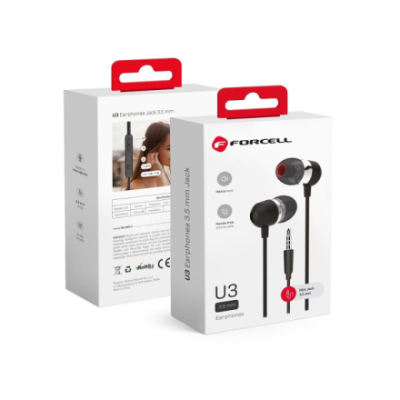Premium Sound Hi-Fi Earphones Forcell U3 mini jack 3,5mm Black 582552