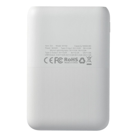 VEGER powerbank 10 000 mAh PD QC3.0 3A 20W S12 (W1150) white 586135