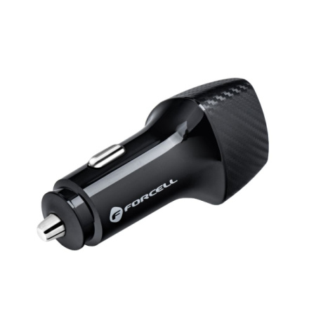 FORCELL CARBON car charger Type C 3.0 PD20W CC50-1C black (Total 20W) + cable for Apple Lightning 8-pin PD20W 592022