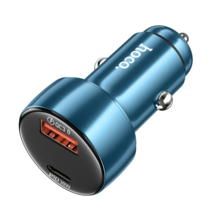 HOCO car charger USB A + Type C with digital display PD QC3.0 3A 48W Z50 blue 593005