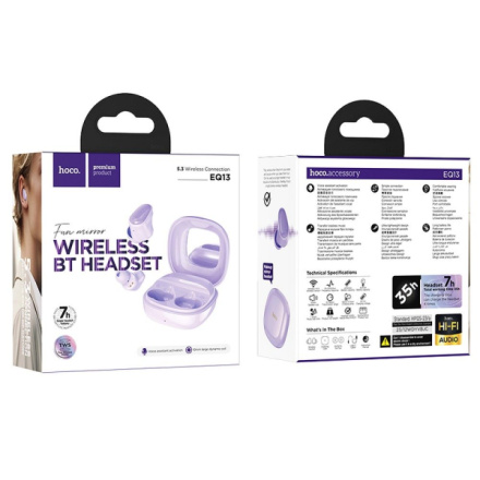 HOCO wireless earphones bluetooth TWS EQ13 purple 601429