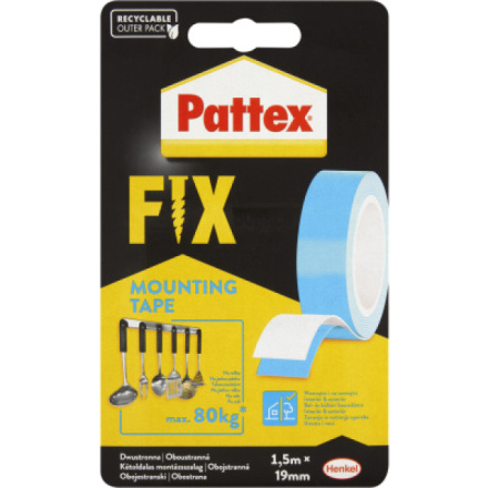 Pattex Fix oboustranná extra silná lepicí montážní páska, nosnost 80 kg, 1,5 m × 19 mm