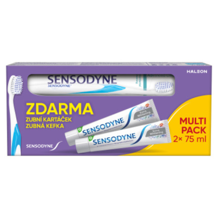 Sensodyne zubní pasta Extra Whitening 2x75 ml + zubní kartáček, 150 ml