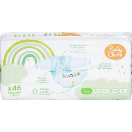 Baby Charm jednorázové plenky Super Dry Flex Mini 4-8 kg, 46 ks