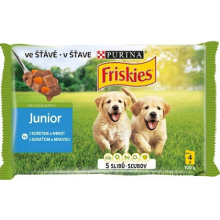 Friskies kapsičky pro psy Junior kuře s mrkví ve šťávě 4× 100 g