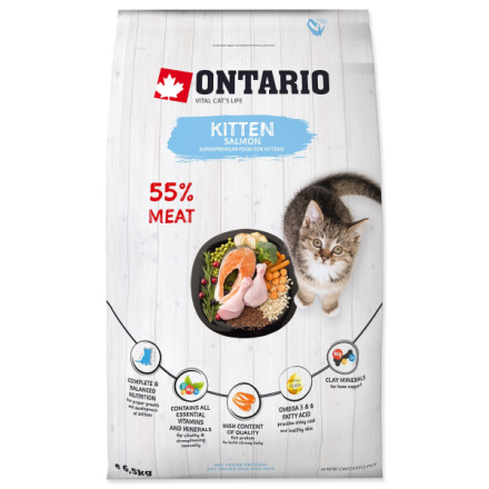 Krmivo Ontario Kitten Salmon 6,5kg 213-10077|X|X|KS