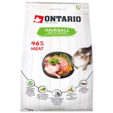 Krmivo Ontario Cat Hairball 2kg 213-10125|X|X|KS