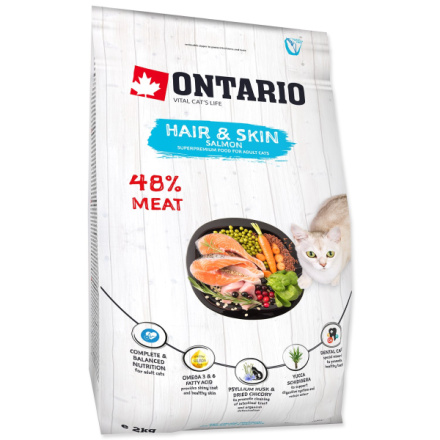 Krmivo Ontario Cat Hair & Skin 2kg 213-10175|X|X|KS