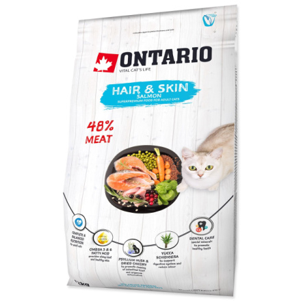 Krmivo Ontario Cat Hair & Skin 2kg 213-10175|X|X|KS