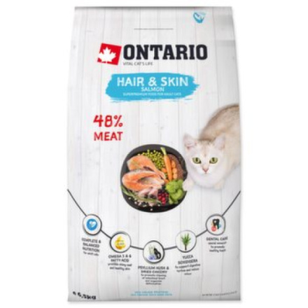 Krmivo Ontario Cat Hair & Skin 6,5kg 213-10177|X|X|KS