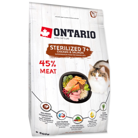 Krmivo Ontario Cat Sterilised 7+0,4kg 213-10833|X|X|KS