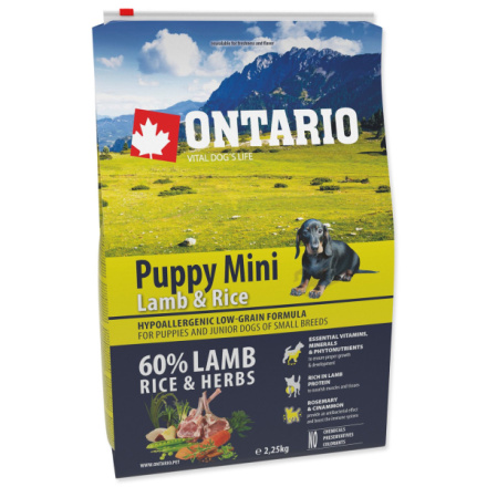 Krmivo Ontario Puppy Mini Lamb & Rice 2,25kg 214-10195|X|X|KS