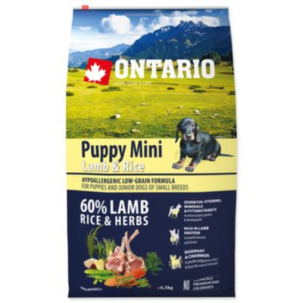 Krmivo Ontario Puppy Mini Lamb & Rice 6,5kg 214-10197|X|X|KS