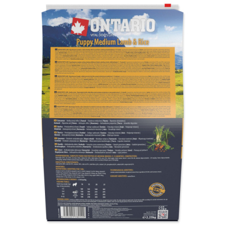 Krmivo Ontario Puppy Medium Lamb & Rice 2,25kg 214-10295|X|X|KS