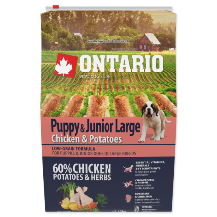 Krmivo Ontario Puppy & Junior Large Chicken & Potatoes 2,25kg 214-10435|X|X|KS