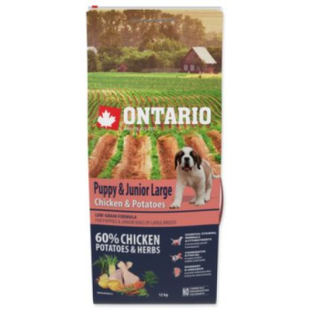 Krmivo Ontario Puppy & Junior Large Chicken & Potatoes 12kg 214-10438|X|X|KS