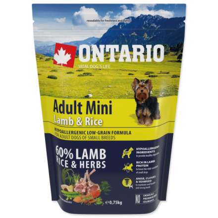 Krmivo Ontario Adult Mini Lamb & Rice 0,75kg 214-10593|X|X|KS