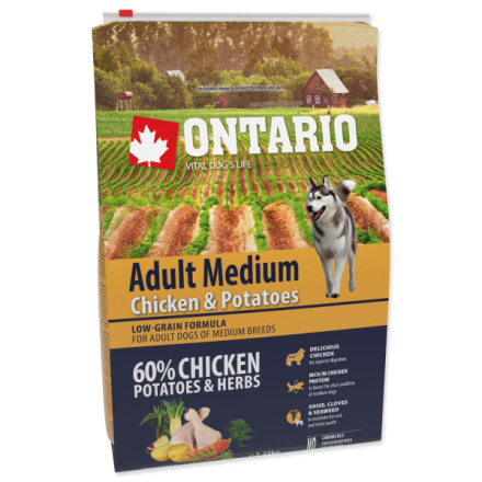 Krmivo Ontario Adult Medium Chicken & Potatoes 2,25kg 214-10635|X|X|KS