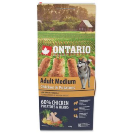 Krmivo Ontario Adult Medium Chicken & Potatoes 12kg 214-10638|X|X|KS